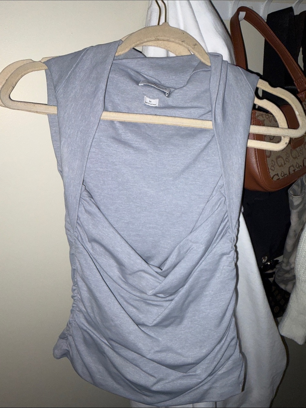 Aritzia Light Gray Draped Tank Top